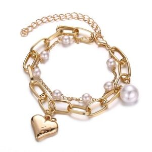 *ANTONETTA* Gold x Pearl Layered Fashion Bracelet